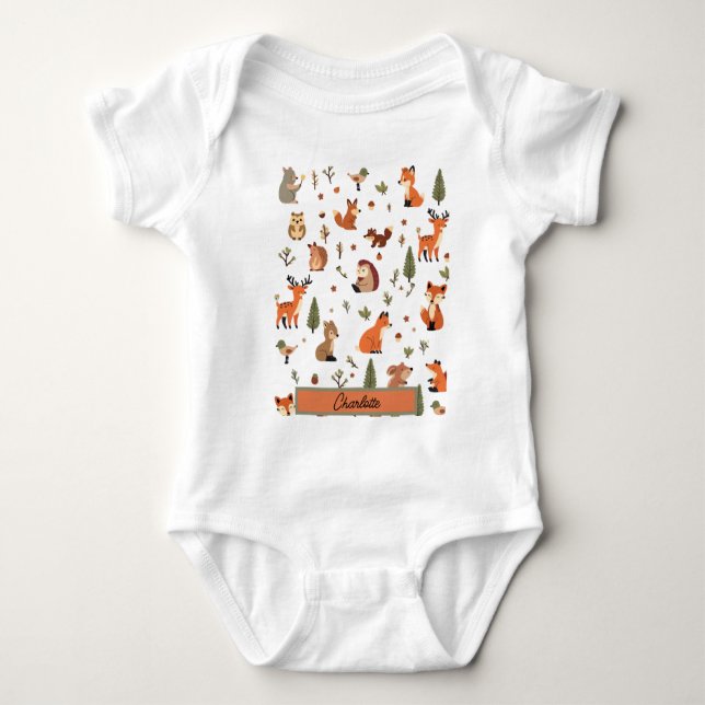 Body Para Bebê Bebê Personalizado Boho Floresta (Frente)
