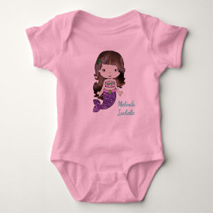 Body Para Bebê Bebê personalizado da sereia um Tshirt da parte