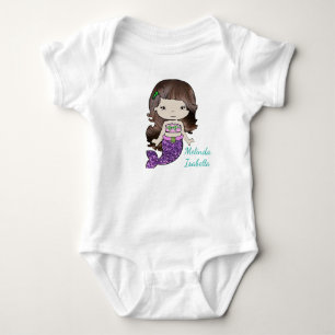 Body Para Bebê Bebê personalizado da sereia um Tshirt da parte
