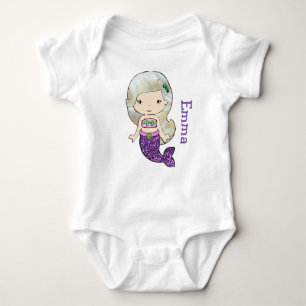 Body Para Bebê Bebê personalizado da sereia um Tshirt da parte