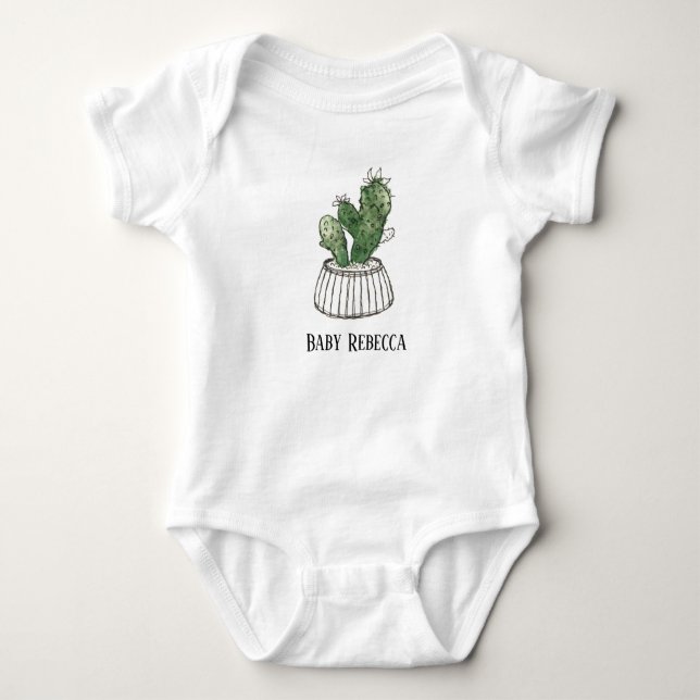 Body Para Bebê Bebê Personalizado De Plantas Domésticas Com Sucul (Frente)