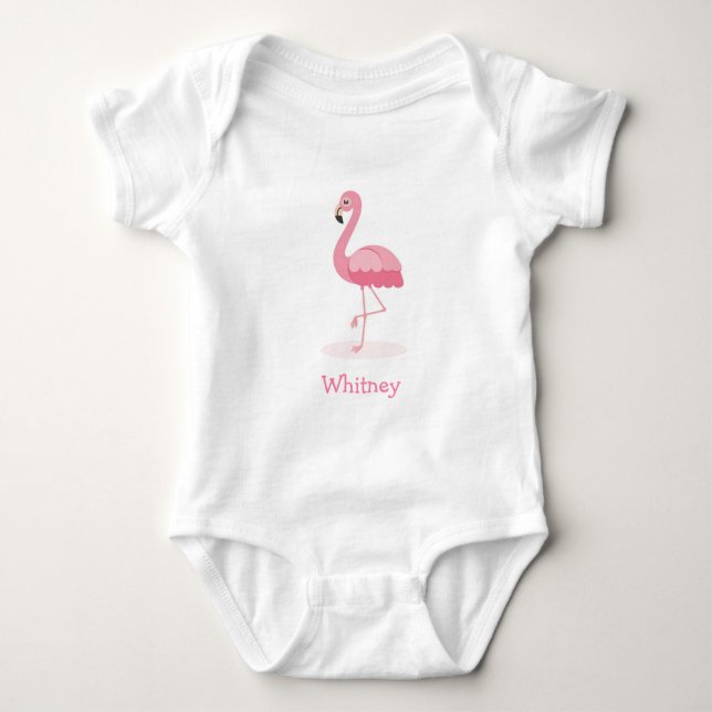 Body Para Bebê Bebê Personalizado Flamingo Cor-de-Rosa (Frente)