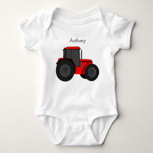 Body Para Bebê Bebê Personalizado Por Trator Vermelho