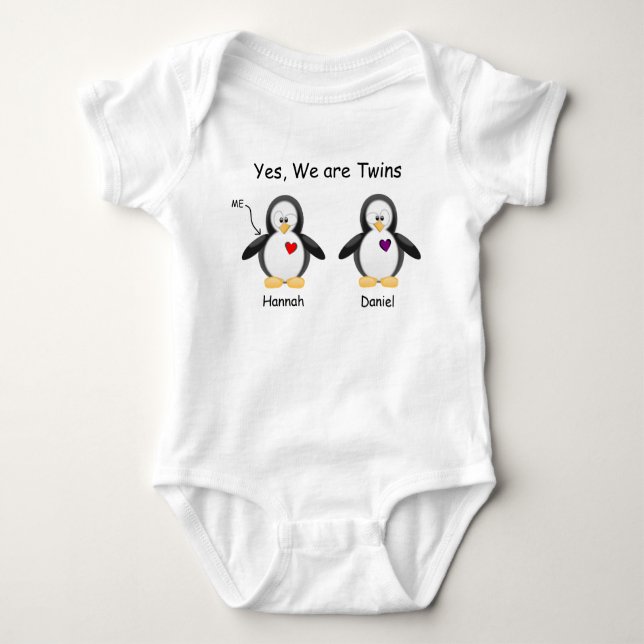 Body Para Bebê Bebê personalizado sim, nós somos pinguim dos (Frente)