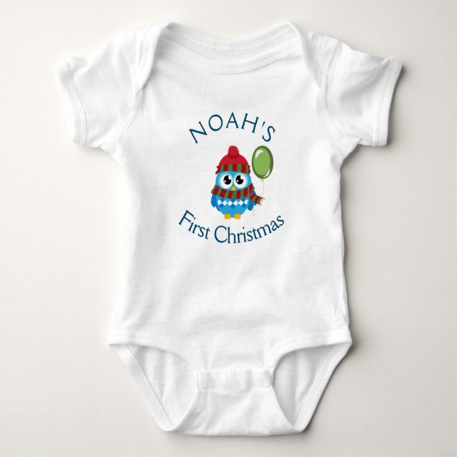 Body Para Bebê Bebê personalizável é o primeiro bebê de Natal (Frente)