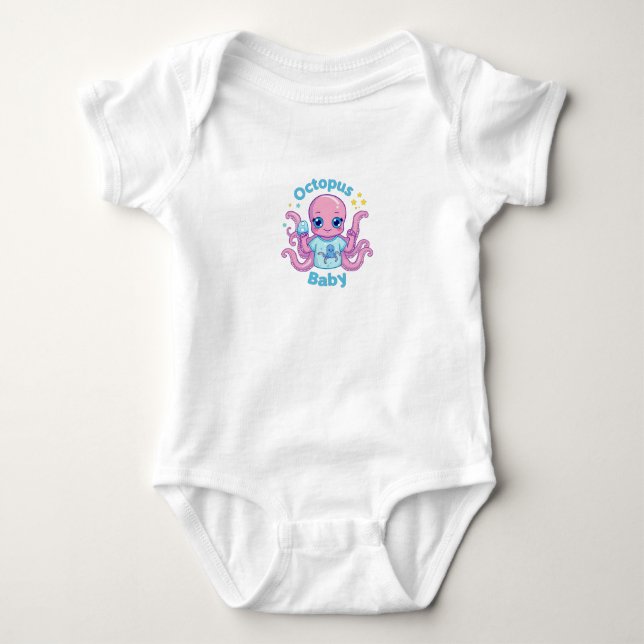 Body Para Bebê Bébé Pieuvre Kawaii – Design Marin Rigolo |  (Frente)
