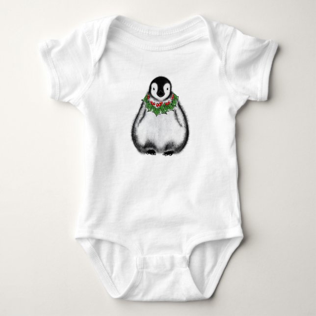 Body Para Bebê bebê pinguim de Natal (Frente)