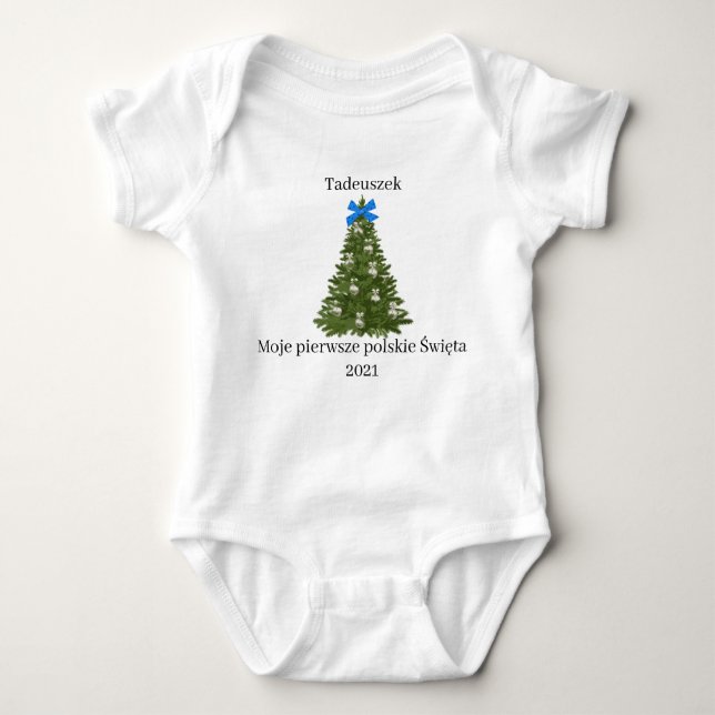 Body Para Bebê Bebê polonês 1rua Natal onsie Bebê Bodyfato (Frente)