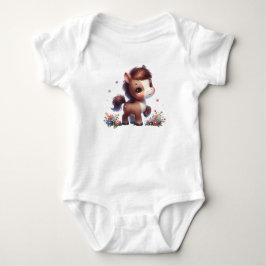 Body Para Bebê Bebê Pônei Kawaii Fofo com Flores