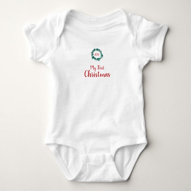 Body Para Bebê Bebê, primeira roupa de Natal (Frente)