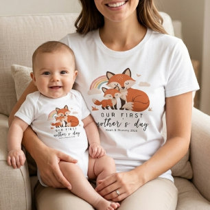 Body Para Bebê Bebê Raposa e Mamãe Primeiro Dia das Mães Soft Pas