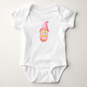 Body Para Bebê Bebê rosa Gnome Girl Watercolor