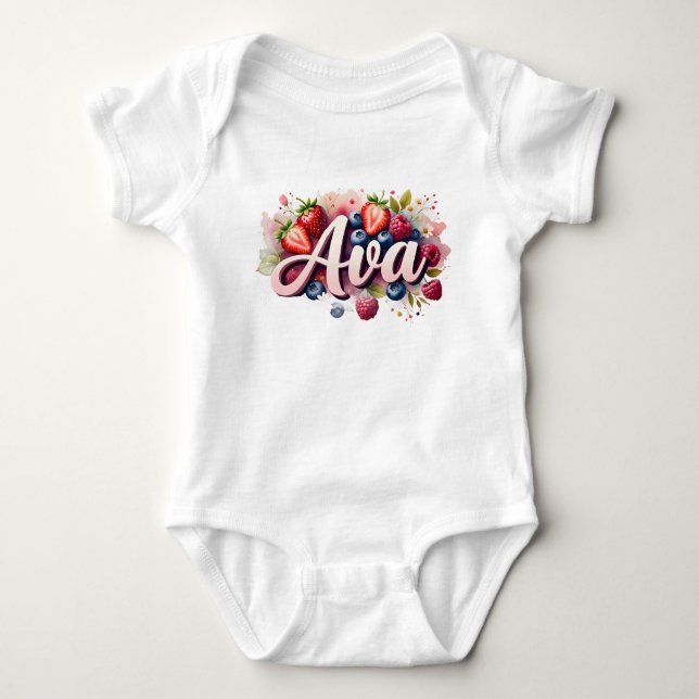Body Para Bebê Bebê-Roupa-Morte" Ava - Design Berry Floral (Frente)