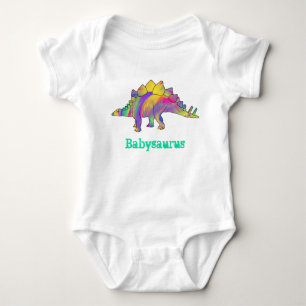 Body Para Bebê Bebê saurídeo Estegossauro Arco-íris Colorido Dino