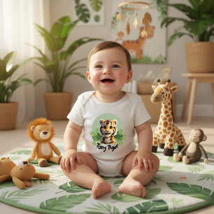 Body Para Bebê Bebê Tigre Fofo Berçário da Selva Nome Personaliza