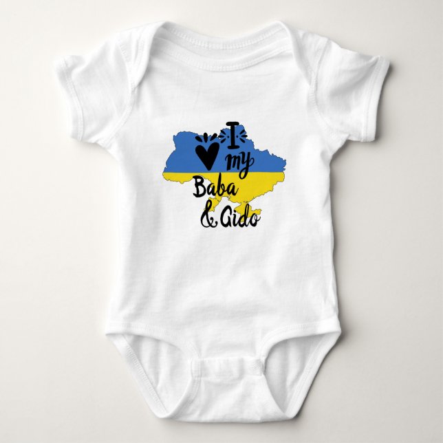 Body Para Bebê Bebê Ucraniano Eu Amo Minha Baba e Gido Clothing (Frente)