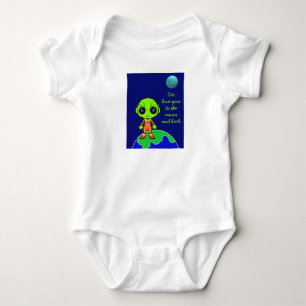 Body Para Bebê Bebê, uma peça única com alienígena e lua por Jo I