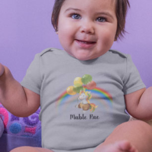 Body Para Bebê Bebê Unicórnio com Nome Arco-íris Balão