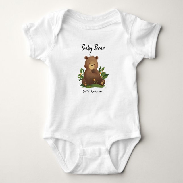 Body Para Bebê Bebê Urso - Floresta Florestal Rústica Animal (Frente)