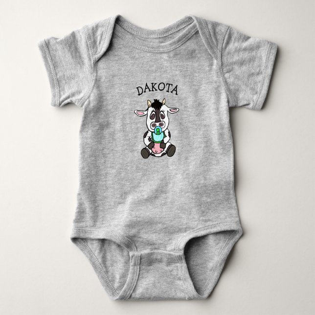 Body Para Bebê Bebê Vaca Fofo Personalizado (Frente)