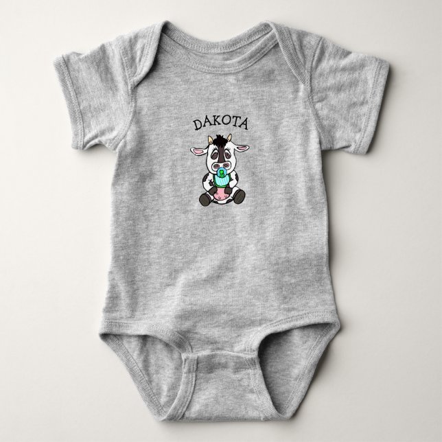 Body Para Bebê Bebê Vaca Personalizado Fofo (Frente)