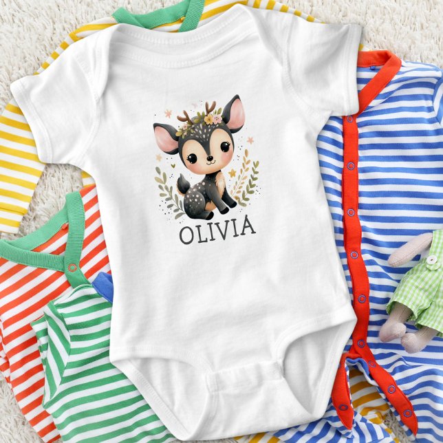Body Para Bebê Bebê Veado Fofo Personalizado (Criador carregado)