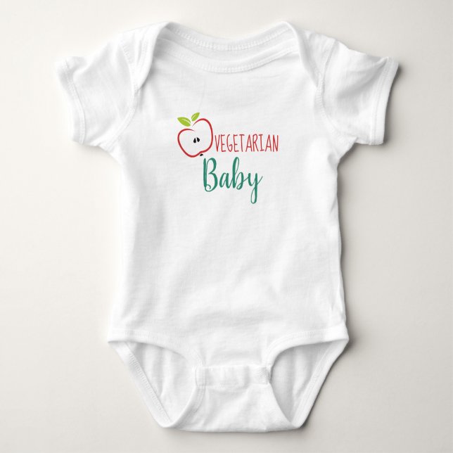 Body Para Bebê Bebê Vegetariano Design Moderno (Frente)