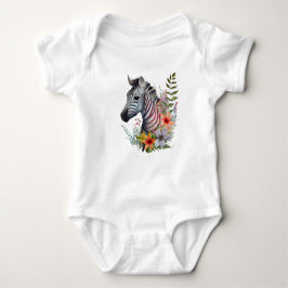 Body Para Bebê Bebê Zebra bonito com Flores