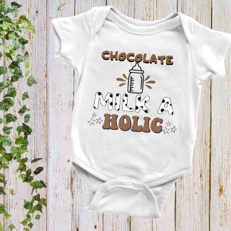 Body Para Bebê Bebendo de leite de chocolate