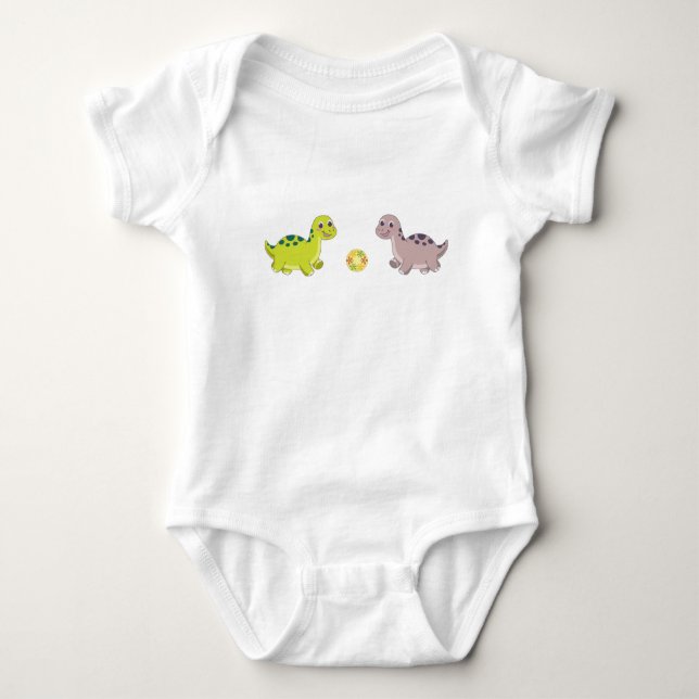 Body Para Bebê Bebês Dinossauros Fofos Brincando com Bola - Adorá (Frente)