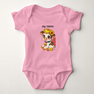Body Para Bebê Bebês Fofos Vaca com Flores Lenço de Borracha