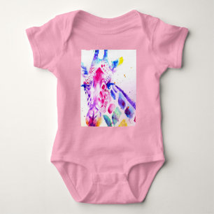 Body Para Bebê Bebês Girafa Aquarela Presentes Roxo Lavanda