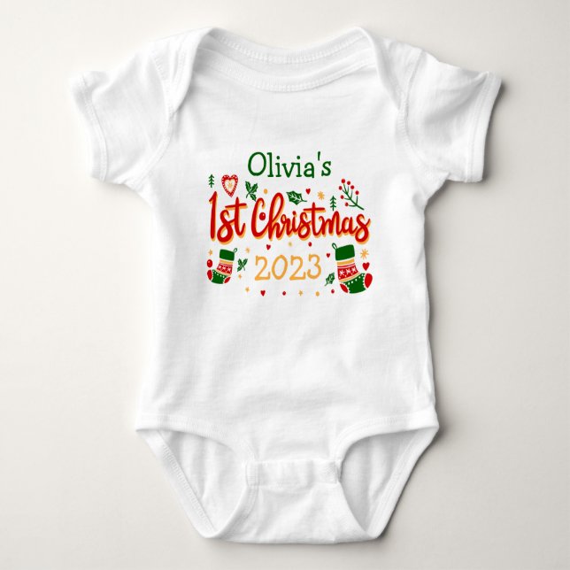 Body Para Bebê Bebês Personalizados Primeiro Natal, Babie 1rua Xm (Frente)