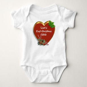 Body Para Bebê Bebês Primeira t-shirt de Natal personalizada