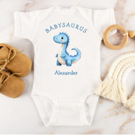 Body Para Bebê Bebêsauro Dinossauro Azul Personalizado Meninos