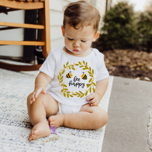 Body Para Bebê Bee Happy Honey Bee Yellow Stars Bebê-macarrão