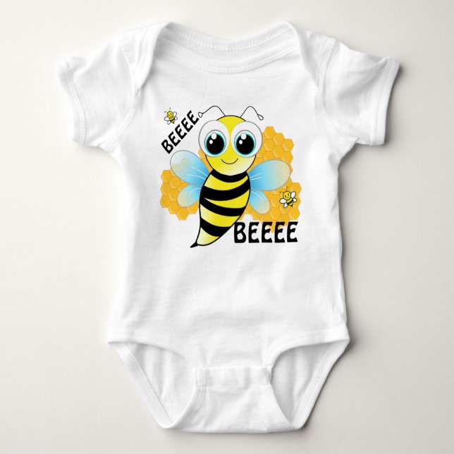 Body Para Bebê BEEEES & Beehive Blue e Yellow Baby Bodyfit (Frente)