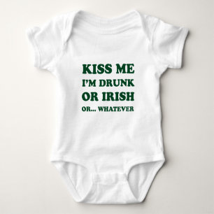 Body Para Bebê Beije-Me Bebado Im Ou Irlandês
