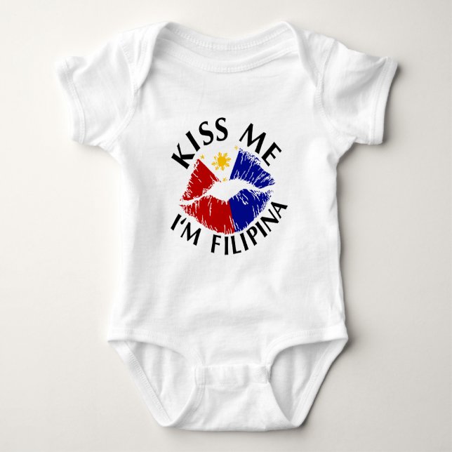 Body Para Bebê Beije-me que eu sou filipina (Frente)