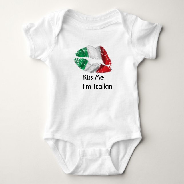 Body Para Bebê Beije-me que eu sou italiano (Frente)