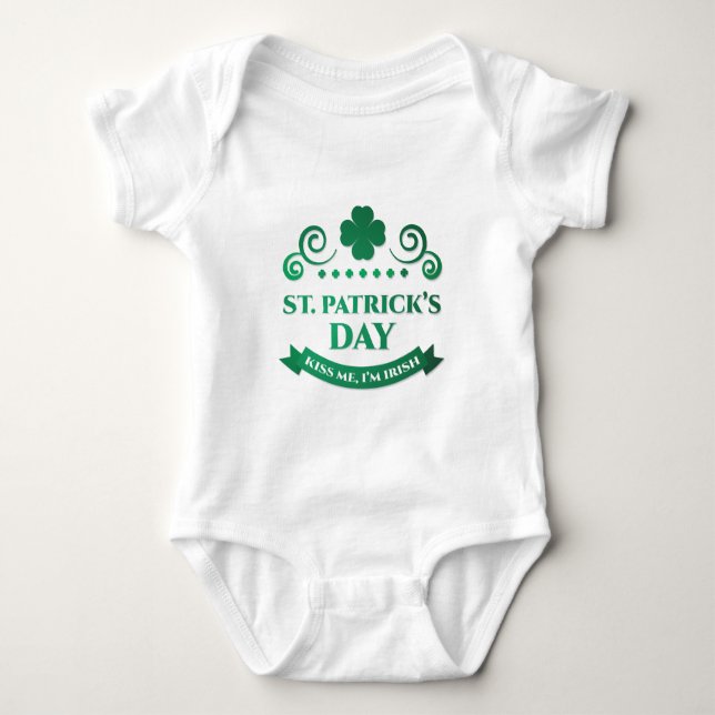 Body Para Bebê beije-me, sou irlandês (Frente)