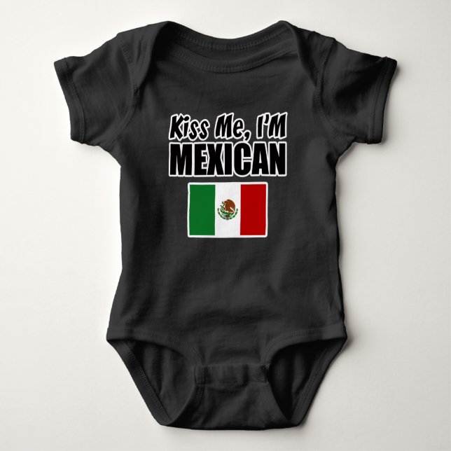 Body Para Bebê Beije-me, sou o "Baby Jersey" mexicano (Frente)