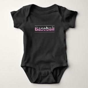 Body Para Bebê Beisebol Feminino - Tipografia Geométrica Rosa