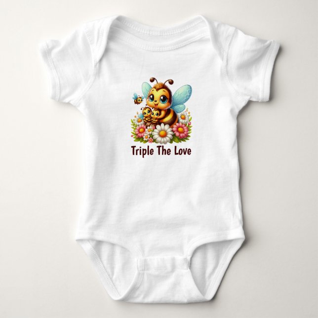 Body Para Bebê Bela abelha de amor triplo (Frente)