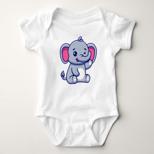 Body Para Bebê Bela Animação De Elefante De Bebê- 23800 (Frente)