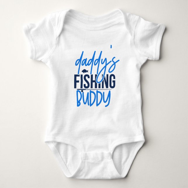 Body Para Bebê Bela bebê unisex, companheiro de pesca Pai (Frente)