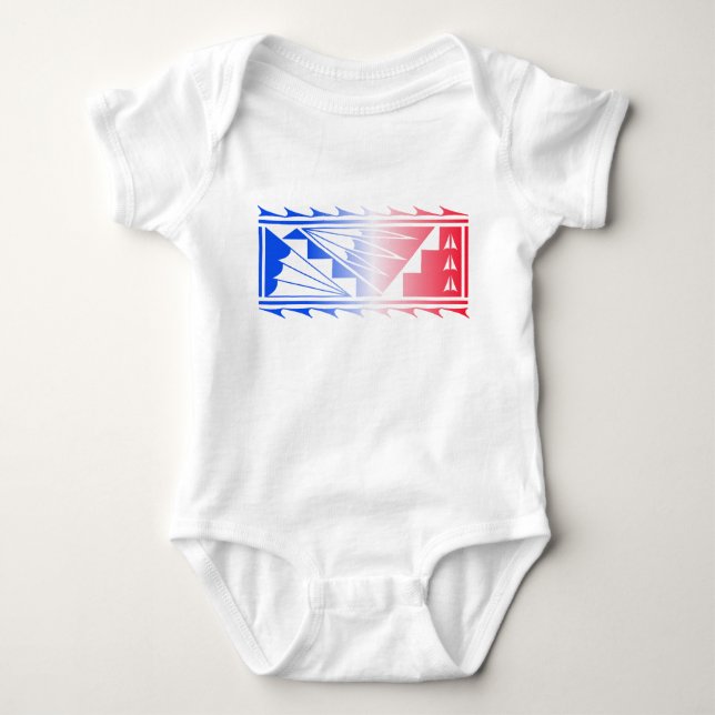 Body Para Bebê Bela Benção - Vermelho/Azul - (Frente)