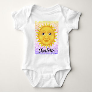 Body Para Bebê Bela Cartoon Sorrindo Sol com Bumblebee Doce