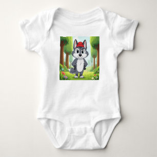 Body Para Bebê "Bela Cartoon Wolf Baby Body,Fato de Cartoon - Cam