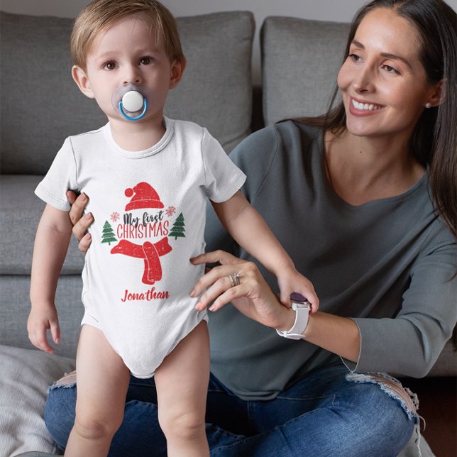 Body Para Bebê Bela e Personalizada Bebê Primeiro Chapéu de Natal (Criador carregado)